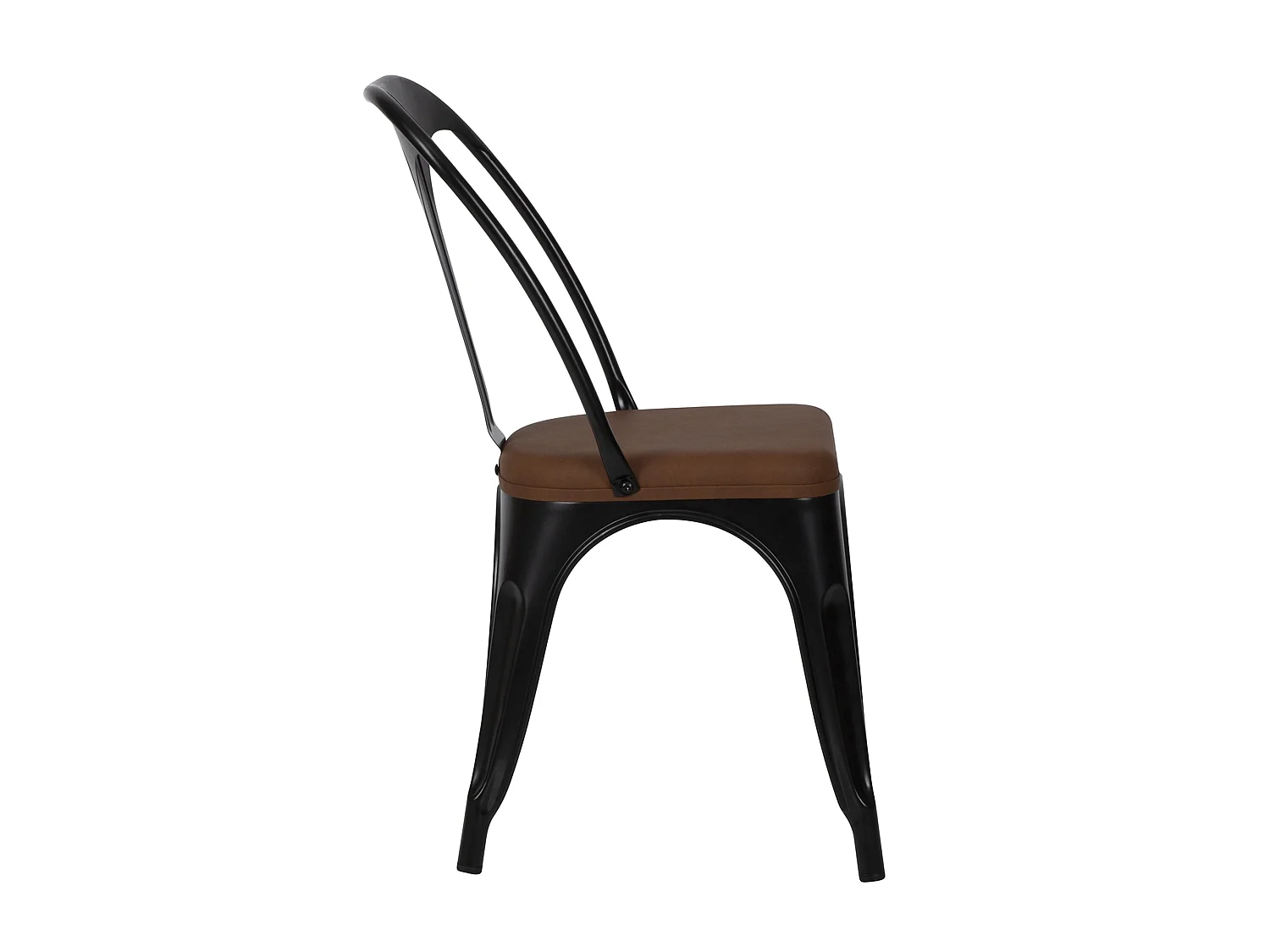 Lot de 2 chaises en métal noir et cuir synthétique marron - Charly