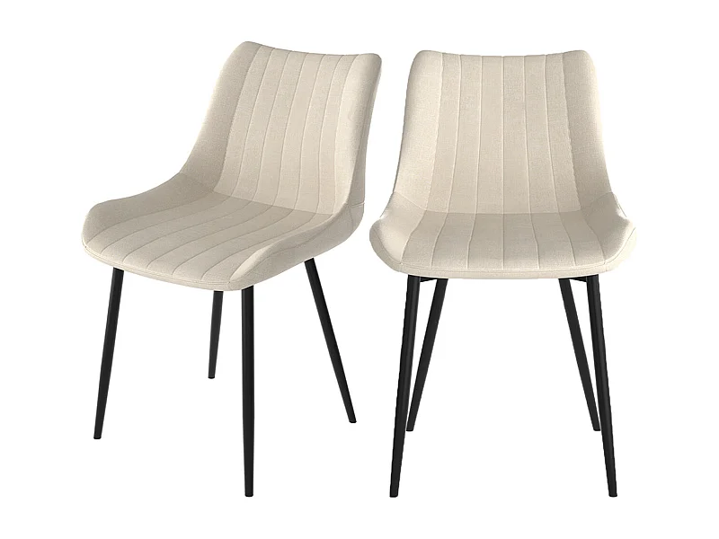 Set di 2 sedie in tessuto beige e metallo nero - Killi