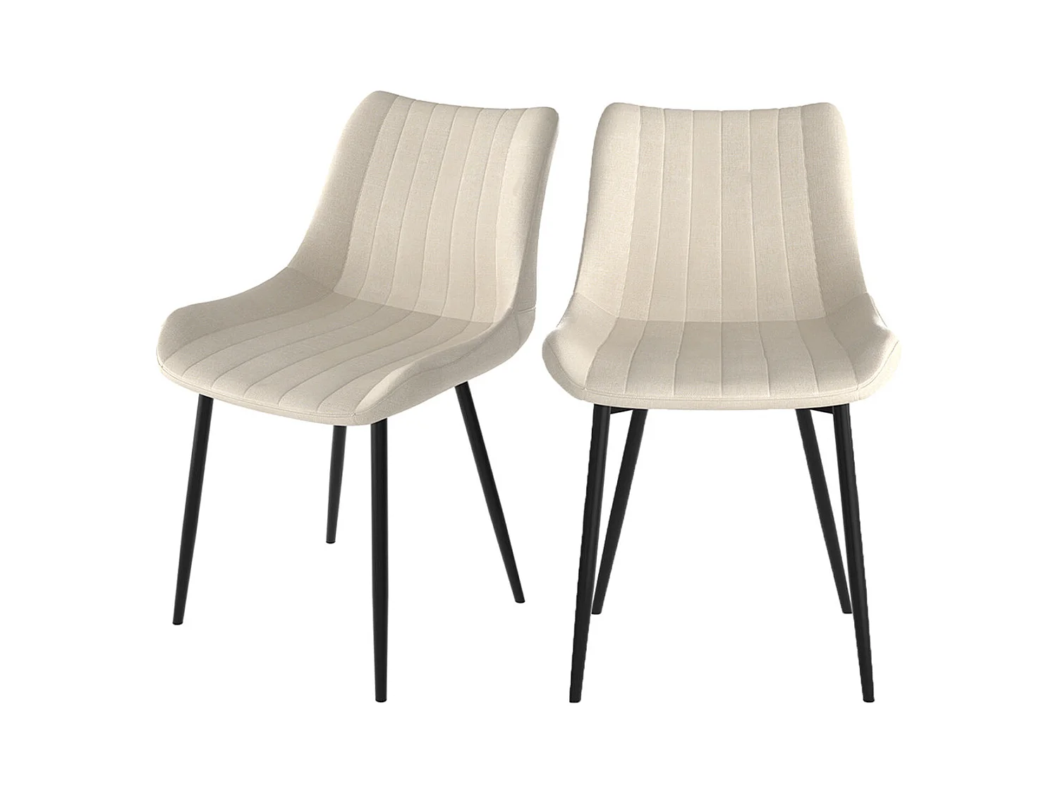 Set di 2 sedie in tessuto beige e metallo nero - Killi