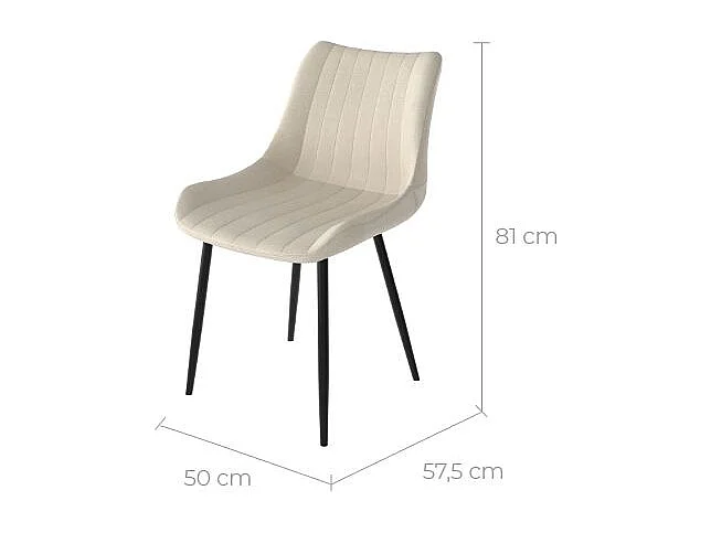 Set de 2 sillas de tela beige y metal negro - Killi