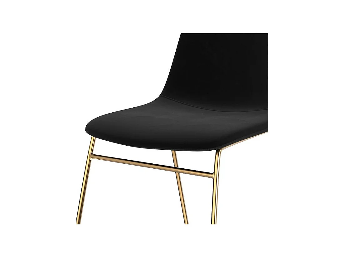 Set de 2 sillas de terciopelo negro con patas de metal dorado - Gaspard