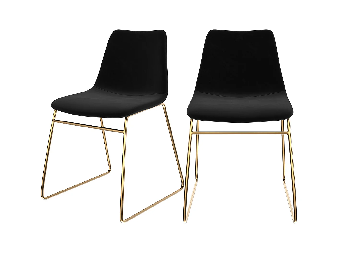 Lot de 2 chaises en velours noir et pieds en métal doré - Gaspard