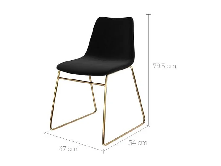 Set di 2 sedie in velluto nero con gambe in metallo dorato - Gaspard