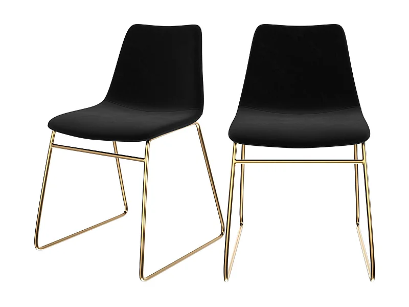 Set di 2 sedie in velluto nero con gambe in metallo dorato - Gaspard