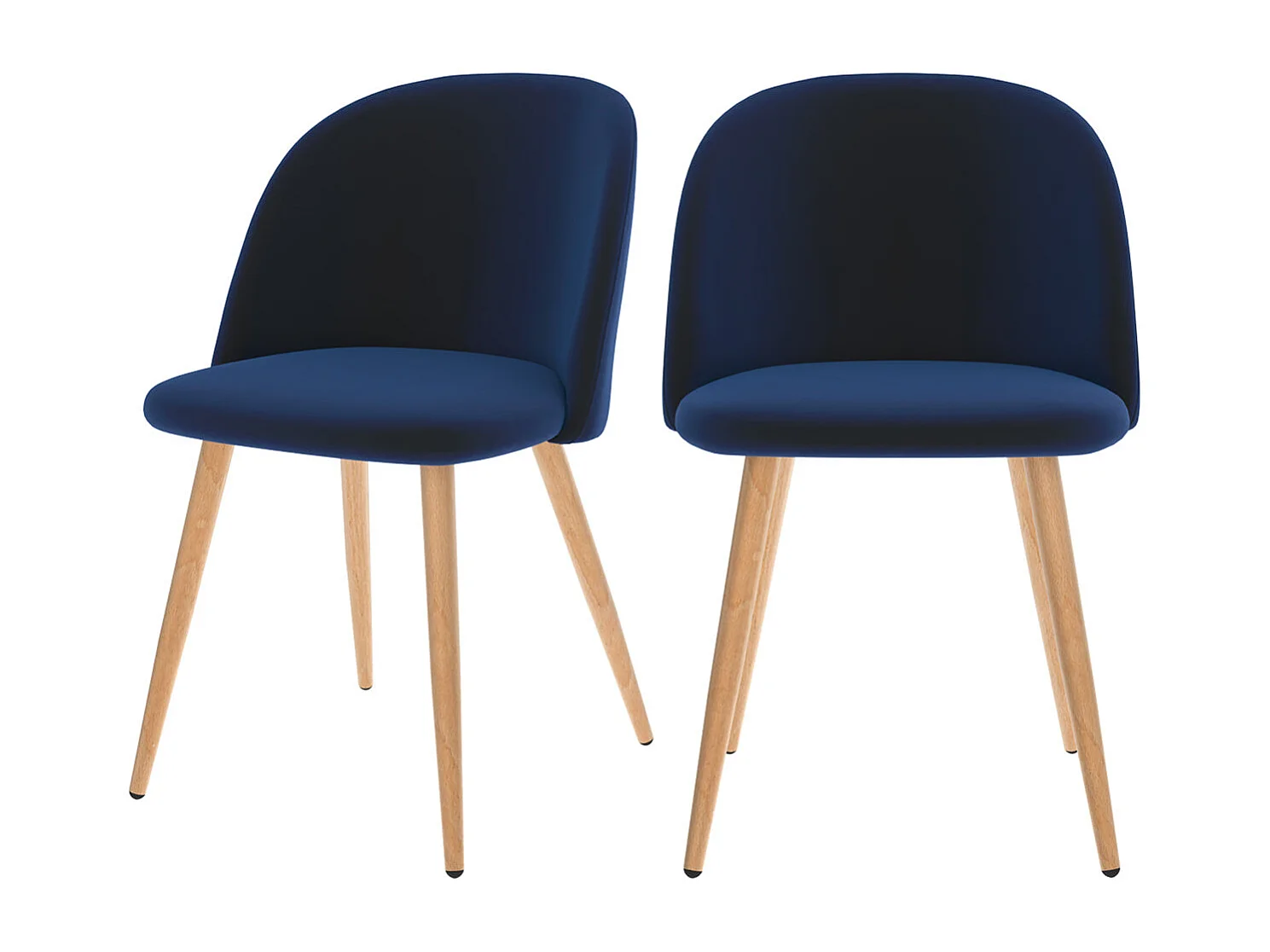 Lot de 2 chaises en velours bleu foncé et pieds en métal - Cozy