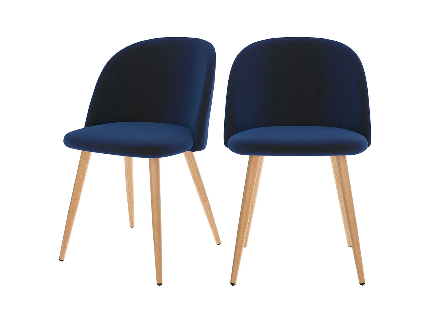 Set di 2 sedie in velluto blu scuro con gambe in metallo - Cozy