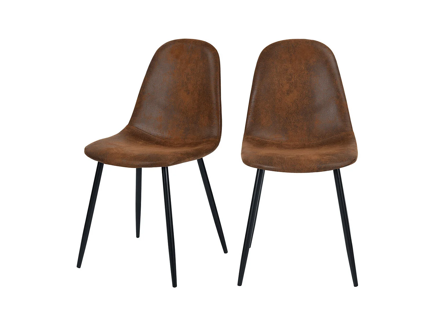 Silla Malrik Marrón Efecto Envejecido en Microfibra (Lote de 2)