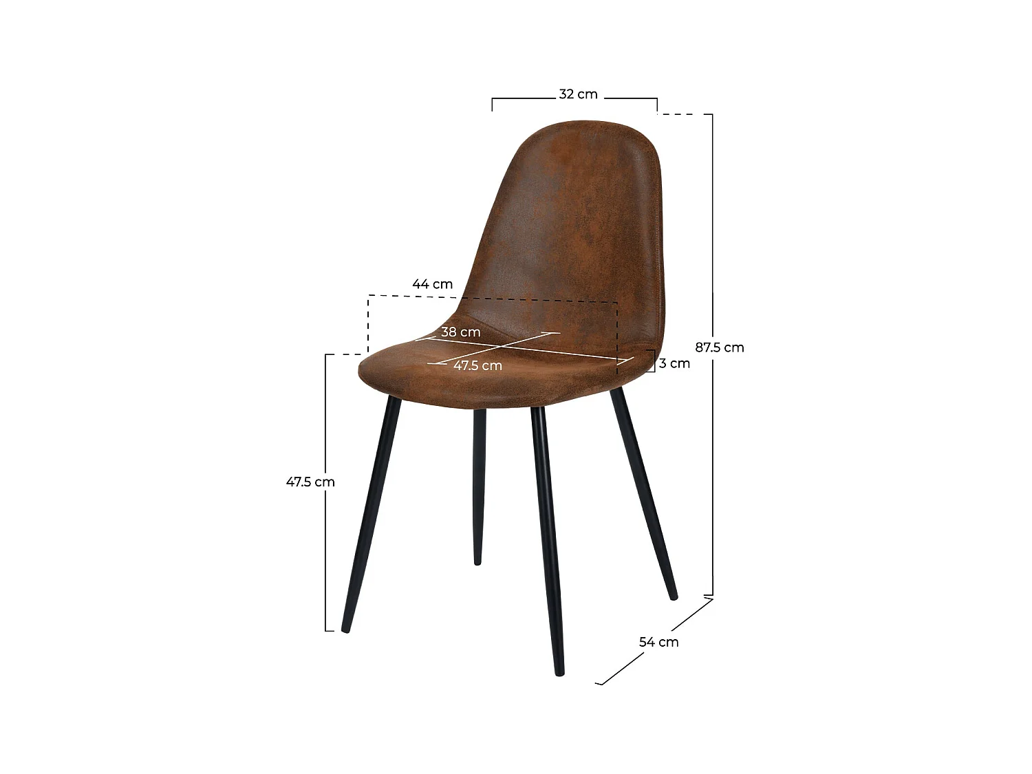 Silla Malrik Marrón Efecto Envejecido en Microfibra (Lote de 2)