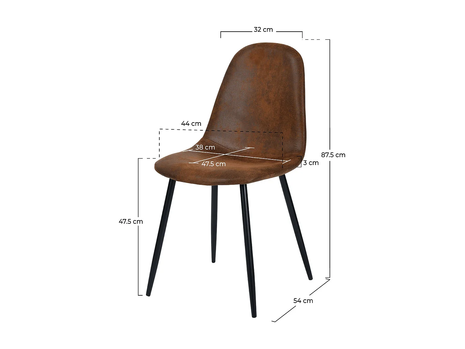 Lot de 2 chaises en microfibre marron effet vieilli - Malrik