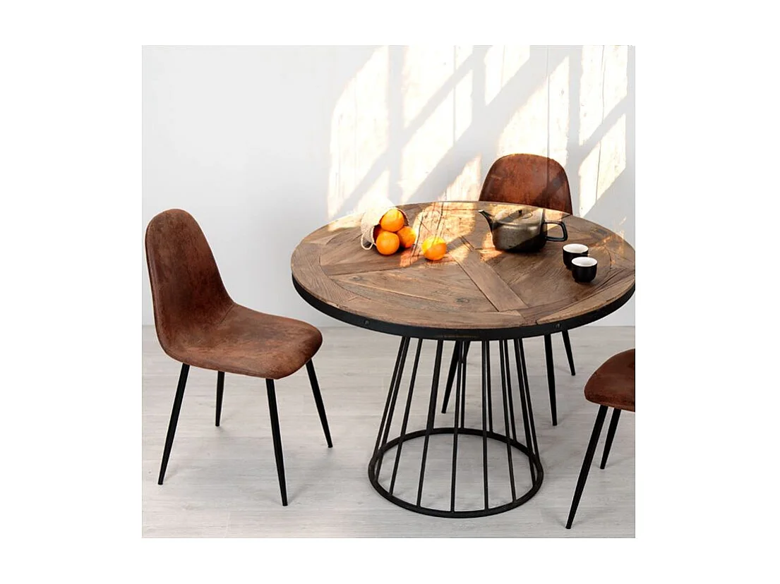 Lot de 2 chaises en microfibre marron effet vieilli - Malrik