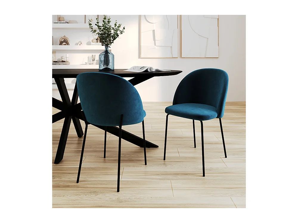 Set de 2 sillas de terciopelo azul oscuro - Karl