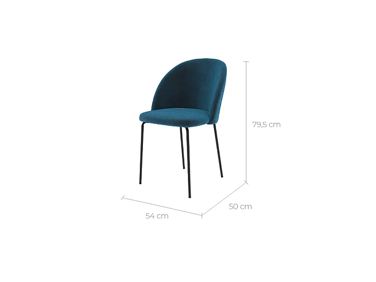 Lot de 2 chaises en velours bleu foncé - Karl