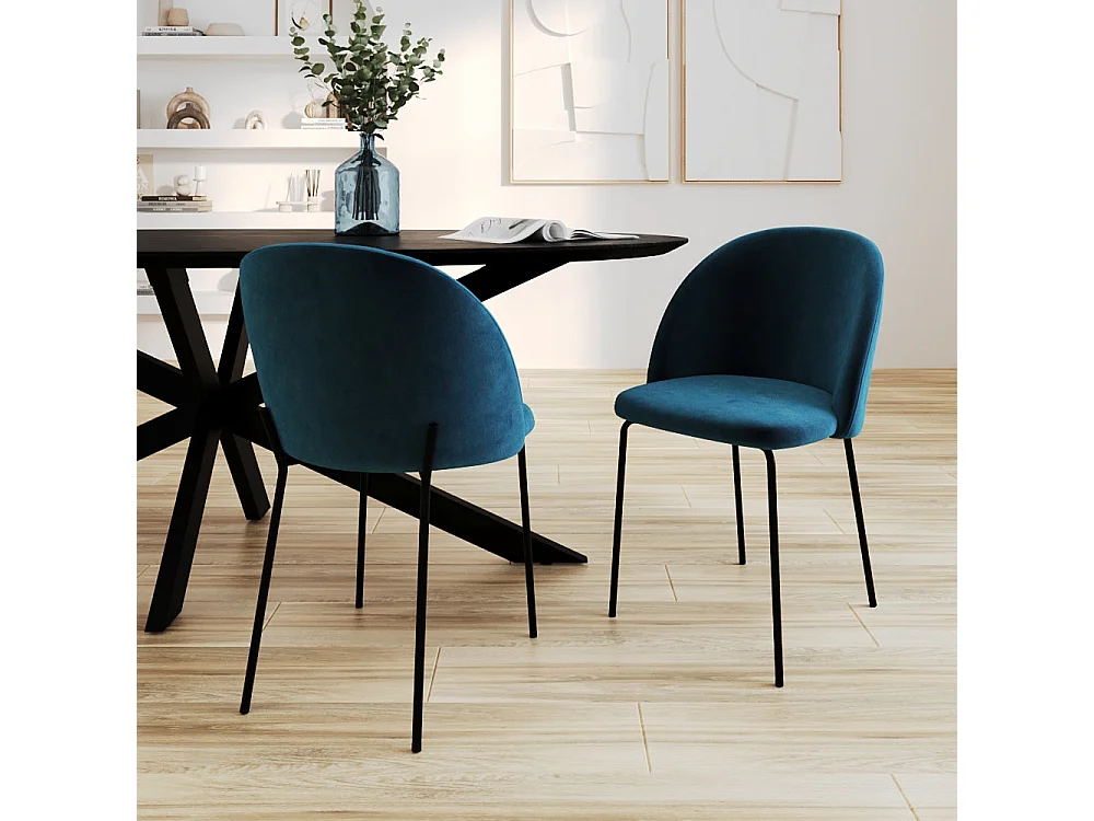 Set di 2 sedie in velluto blu scuro - Karl
