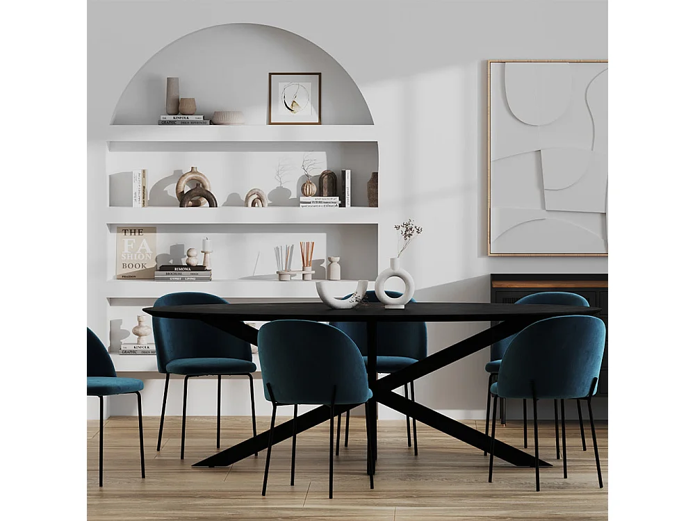 Set di 2 sedie in velluto blu scuro - Karl