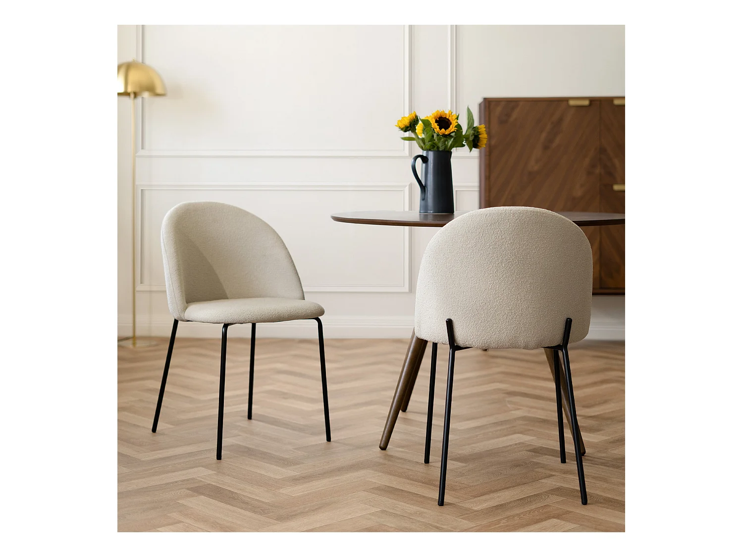 Set di 2 sedie in tessuto beige bouclé - Karl