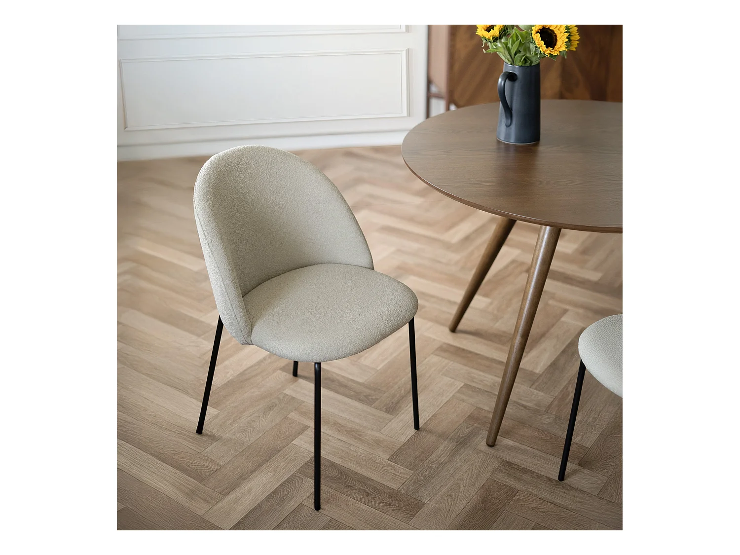 Set di 2 sedie in tessuto beige bouclé - Karl