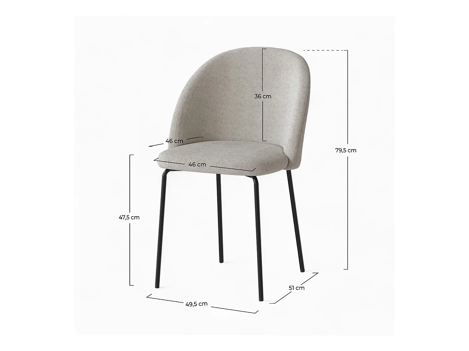 Lot de 2 chaises en tissu bouclette beige - Karl