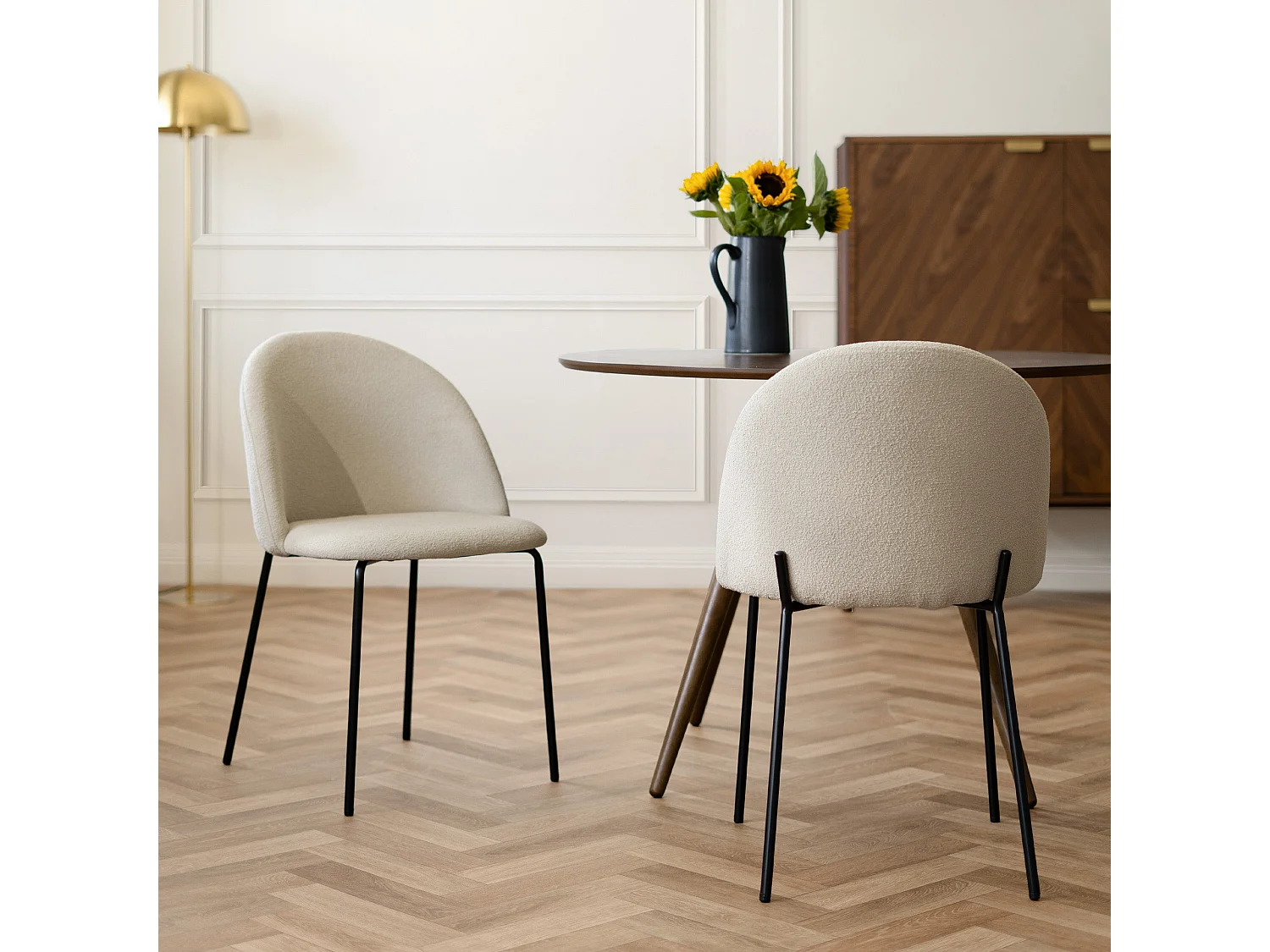 Set de 2 sillas en tejido bouclé beige - Karl