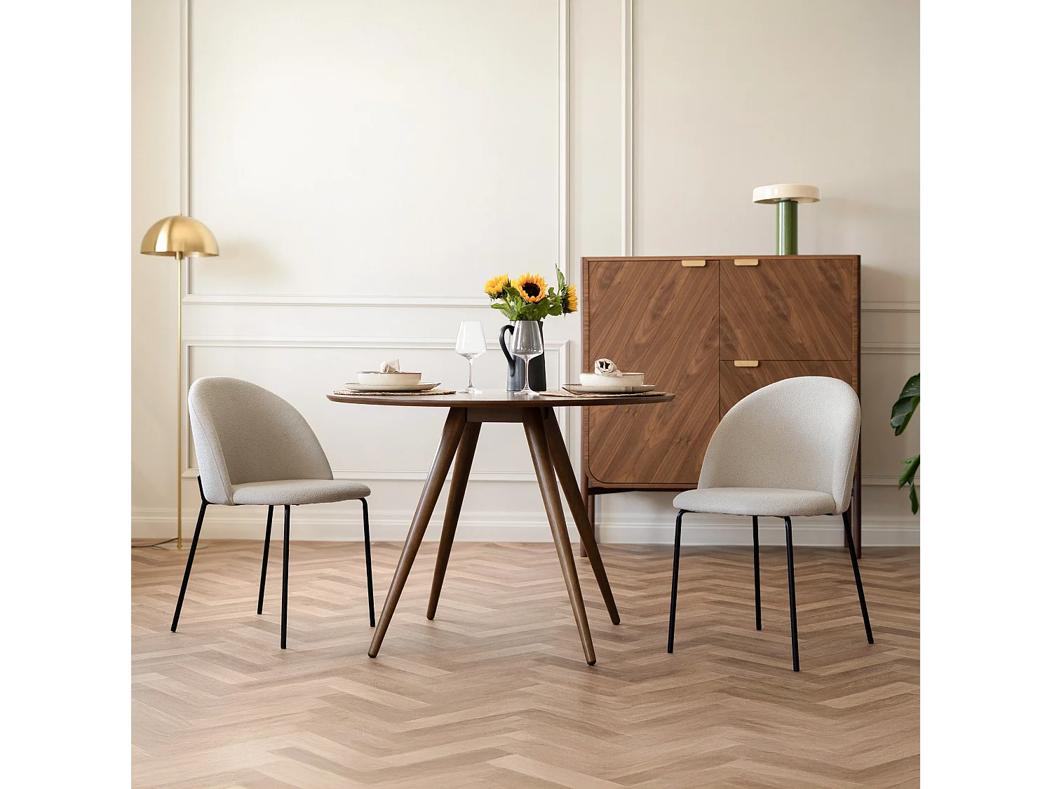 Set di 2 sedie in tessuto bouclette beige - Karl