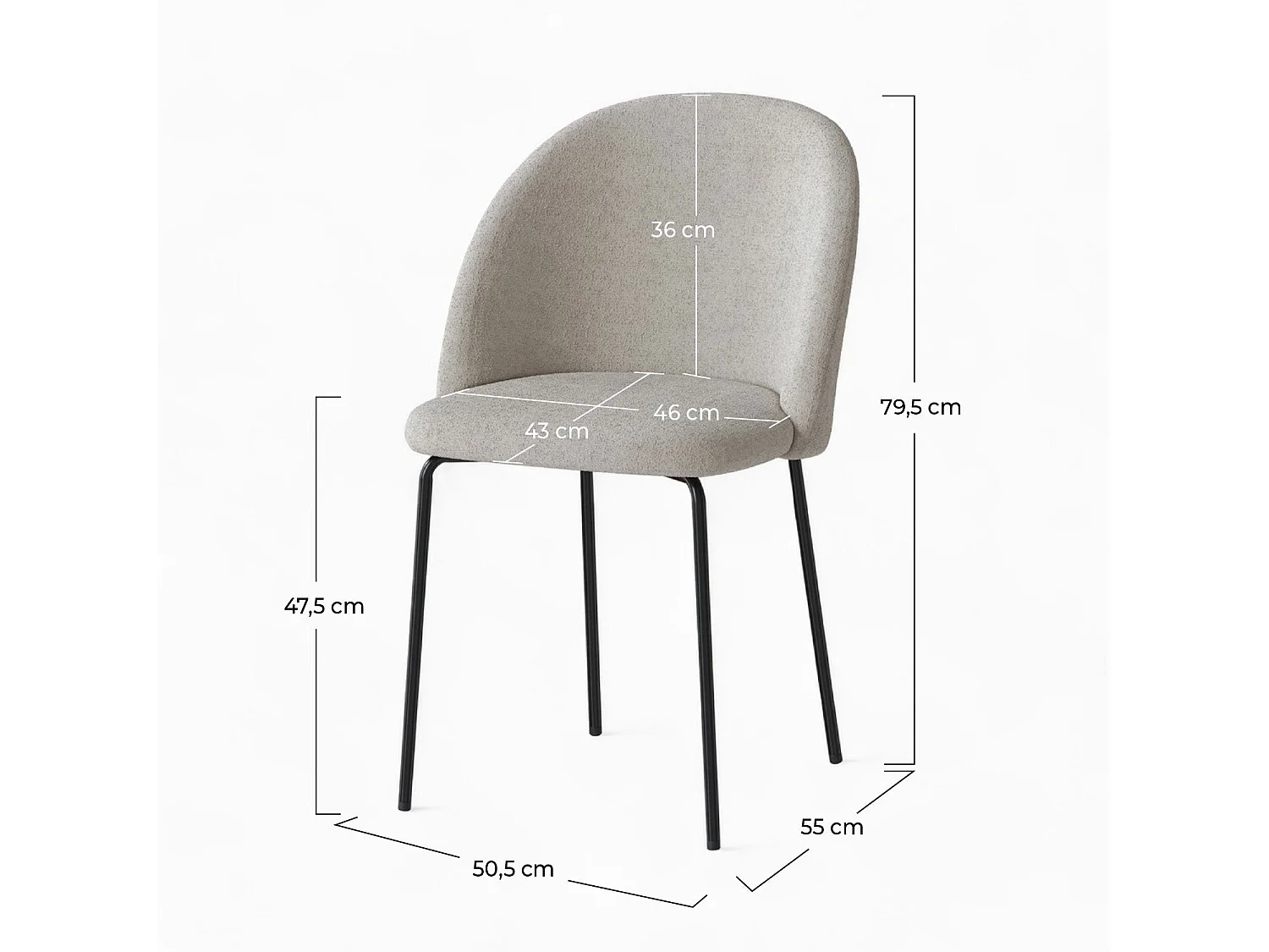 Set di 2 sedie in tessuto bouclette beige - Karl