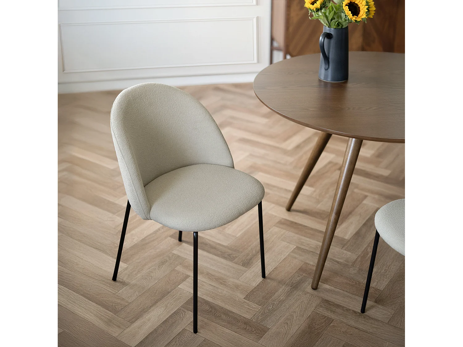 Set di 2 sedie in tessuto bouclette beige - Karl