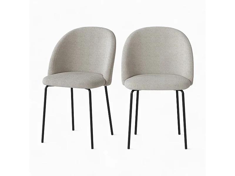 Set de 2 sillas en tejido bouclé beige - Karl