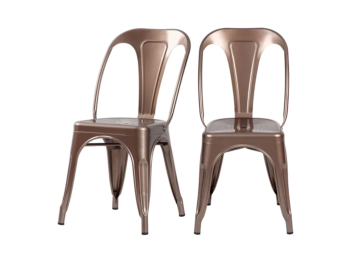 Lot de 2 chaises en métal cuivre - Indus