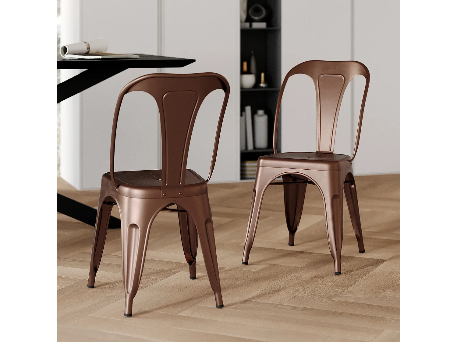 Lot de 2 chaises en métal cuivre - Indus