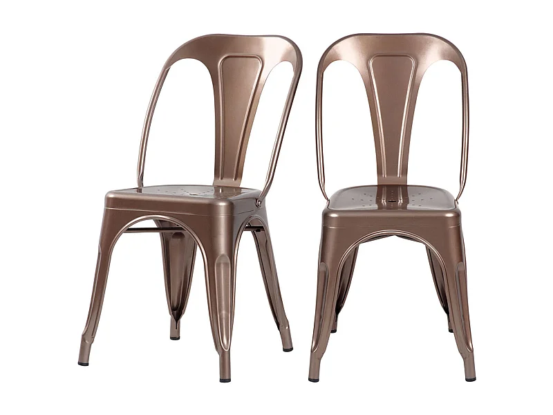 Lot de 2 chaises en métal cuivre - Indus
