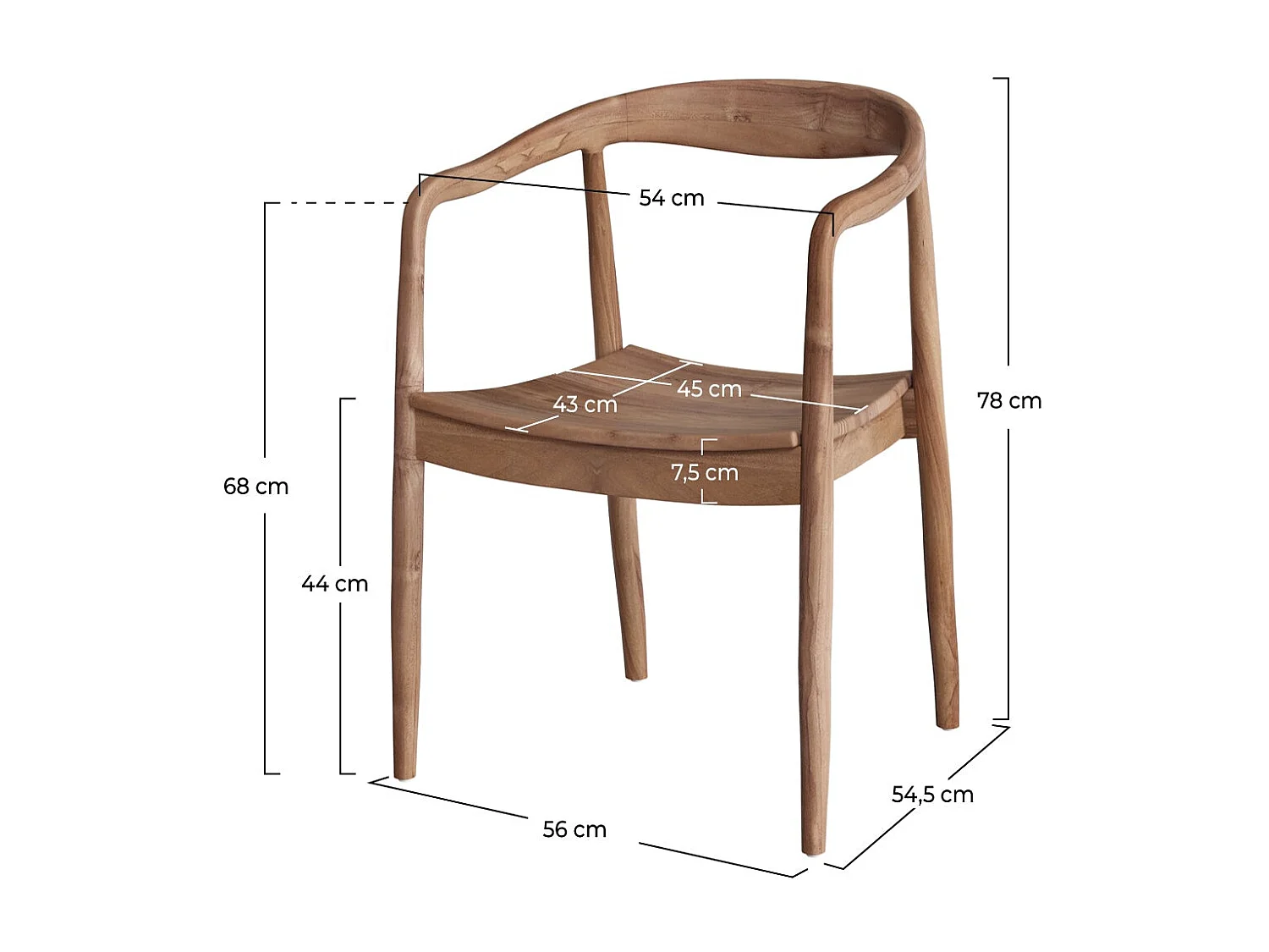 Chaise en bois de teck biseauté - Lombok
