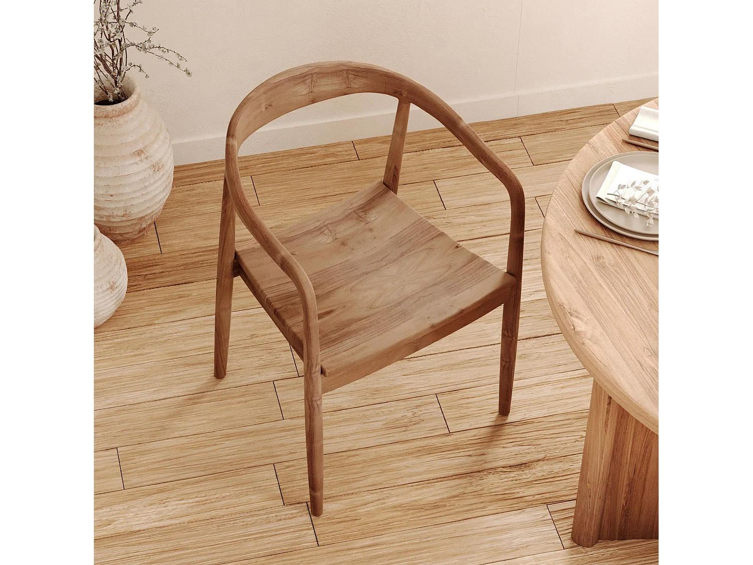 Chaise en bois de teck biseauté - Lombok