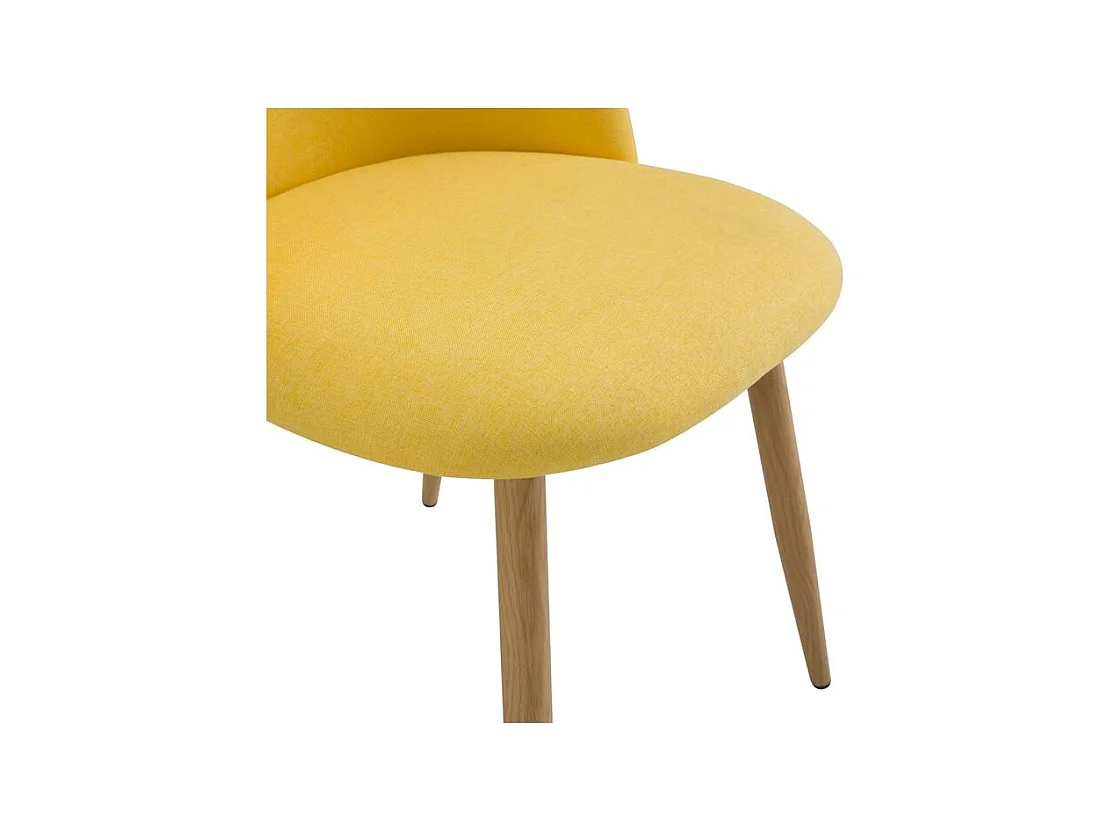 Juego de 2 sillas de tela amarilla con patas de metal efecto madera