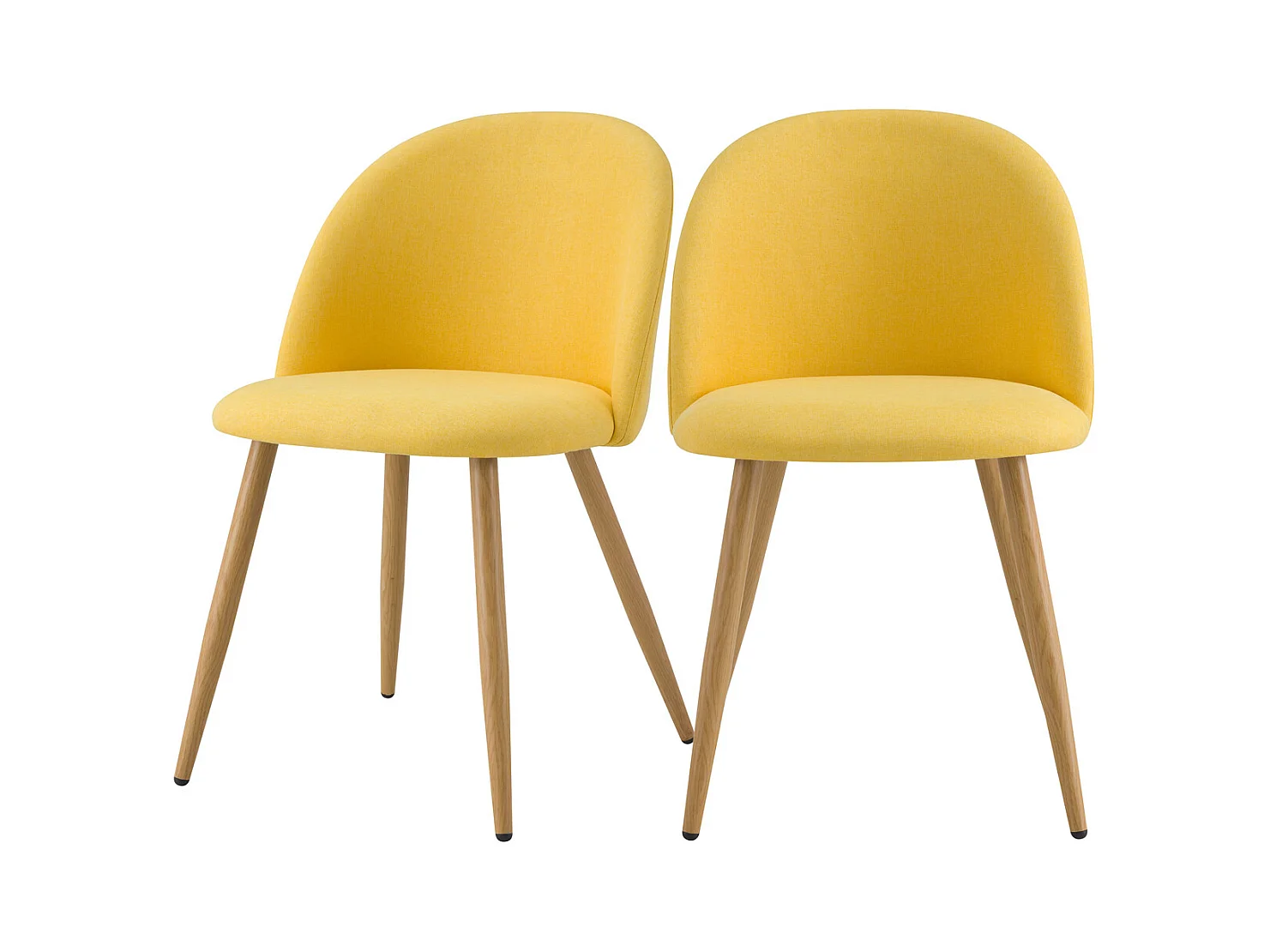 Lot de 2 chaises en tissu jaune et pieds en métal - Cozy