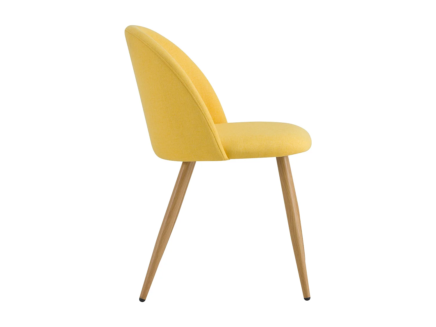 Juego de 2 sillas de tela amarilla con patas de metal efecto madera