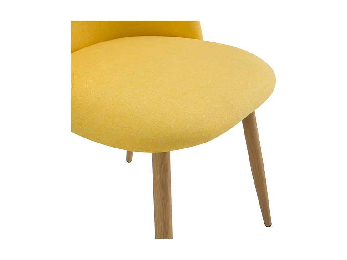 Juego de 2 sillas de tela amarilla con patas de metal efecto madera