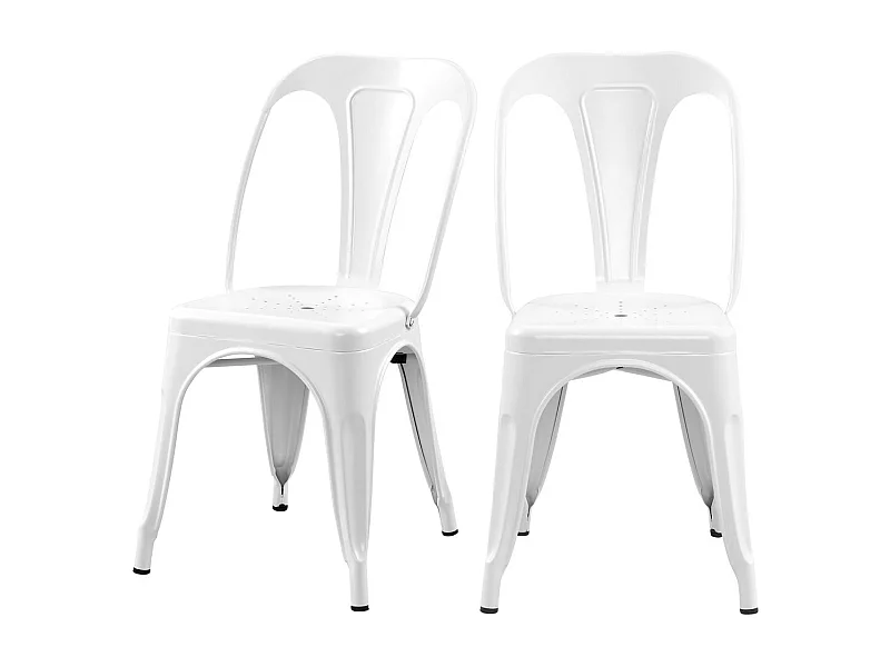 Lot de 2 chaises en métal blanc mat - Indus