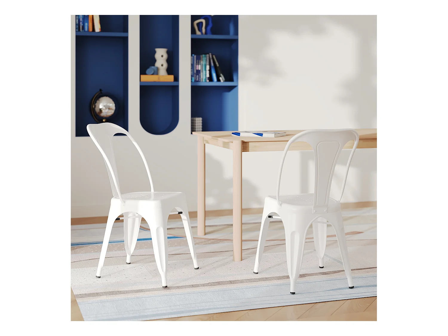 Set di 2 sedie Indus bianche opache in metallo finitura opaca