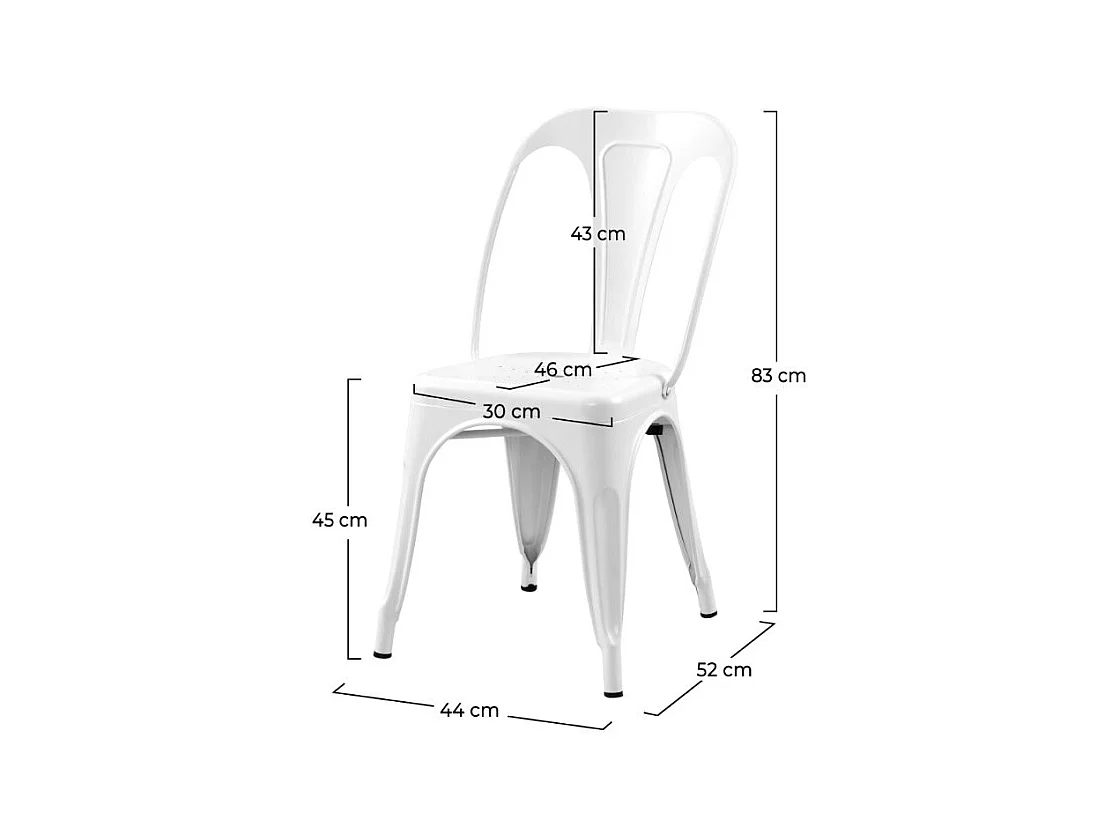 Set di 2 sedie Indus bianche opache in metallo finitura opaca