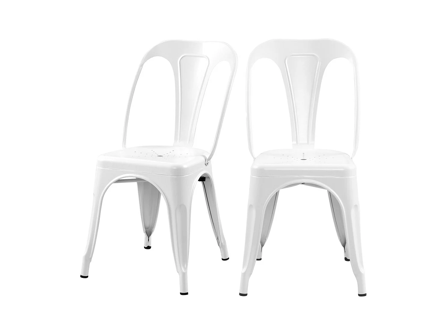 Lot de 2 chaises en métal blanc mat - Indus