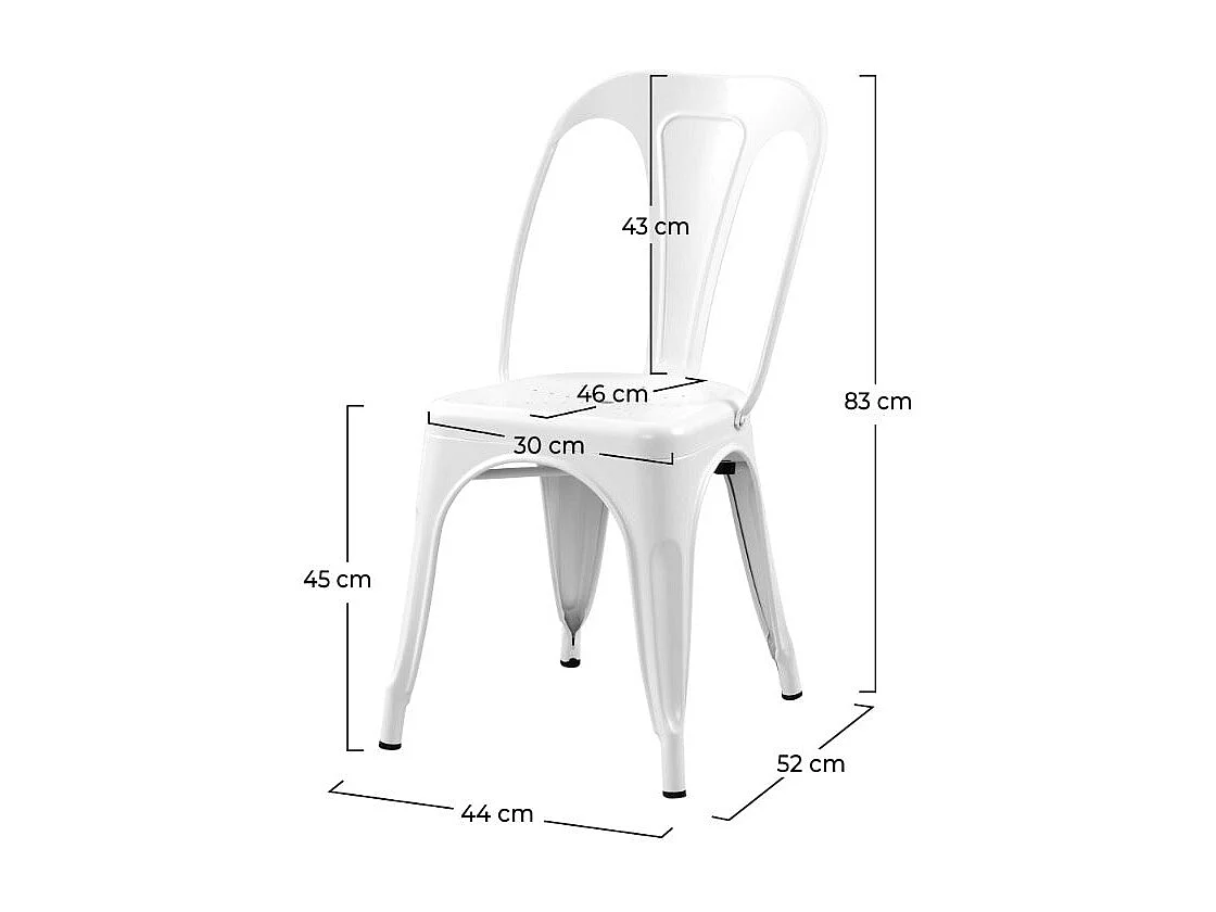 Set de 2 sillas Indus blancas mate de metal con acabado mate