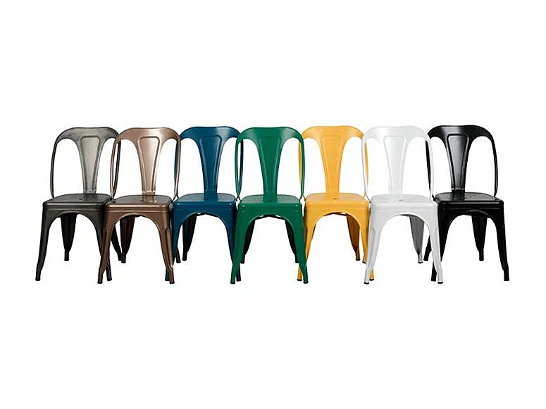 Set de 2 sillas Indus blancas mate de metal con acabado mate