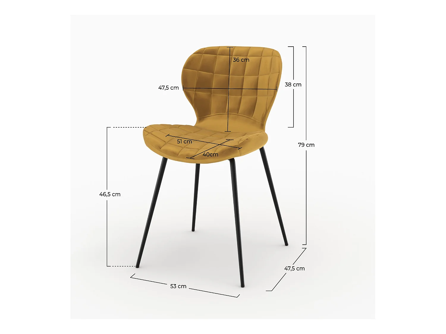 Set di 2 sedie in velluto giallo curry - Mazzia