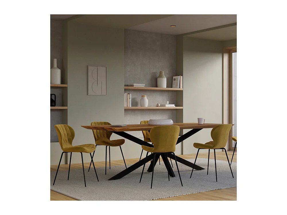 Set di 2 sedie in velluto giallo curry - Mazzia