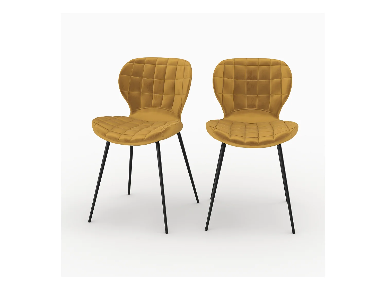 Lot de 2 chaises en velours jaune curry - Mazzia