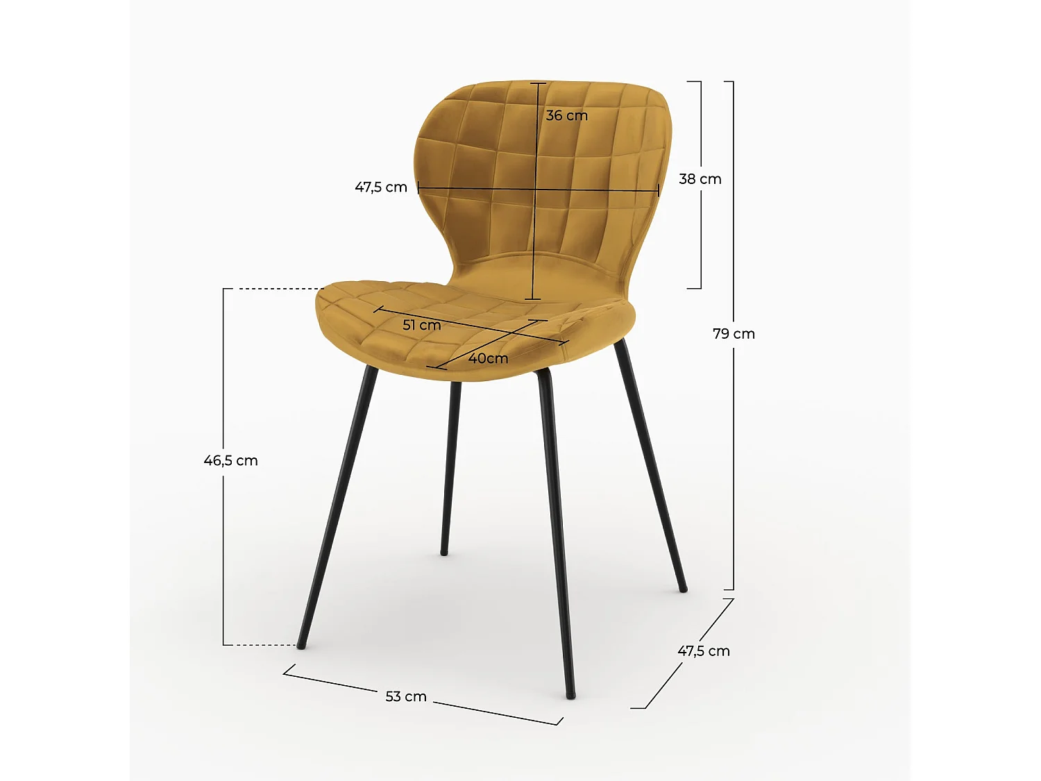 Set de 2 sillas de terciopelo amarillo curry - Mazzia