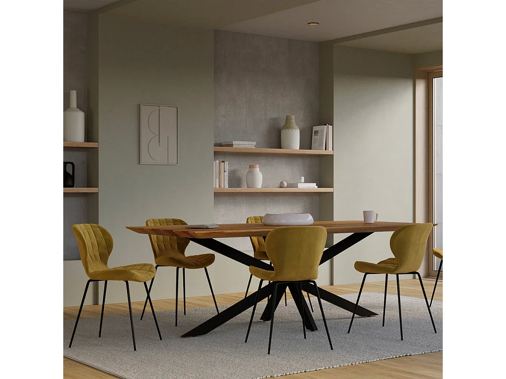 Set de 2 sillas de terciopelo amarillo curry - Mazzia