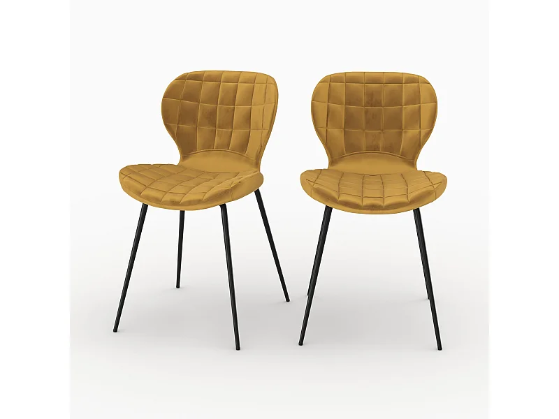 Set di 2 sedie in velluto giallo curry - Mazzia