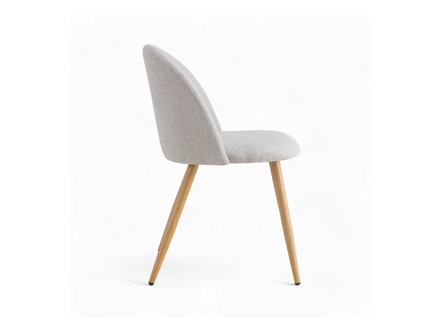 Silla Cozy de tela gris claro jaspeado (juego de 2) con patas de metal efecto madera