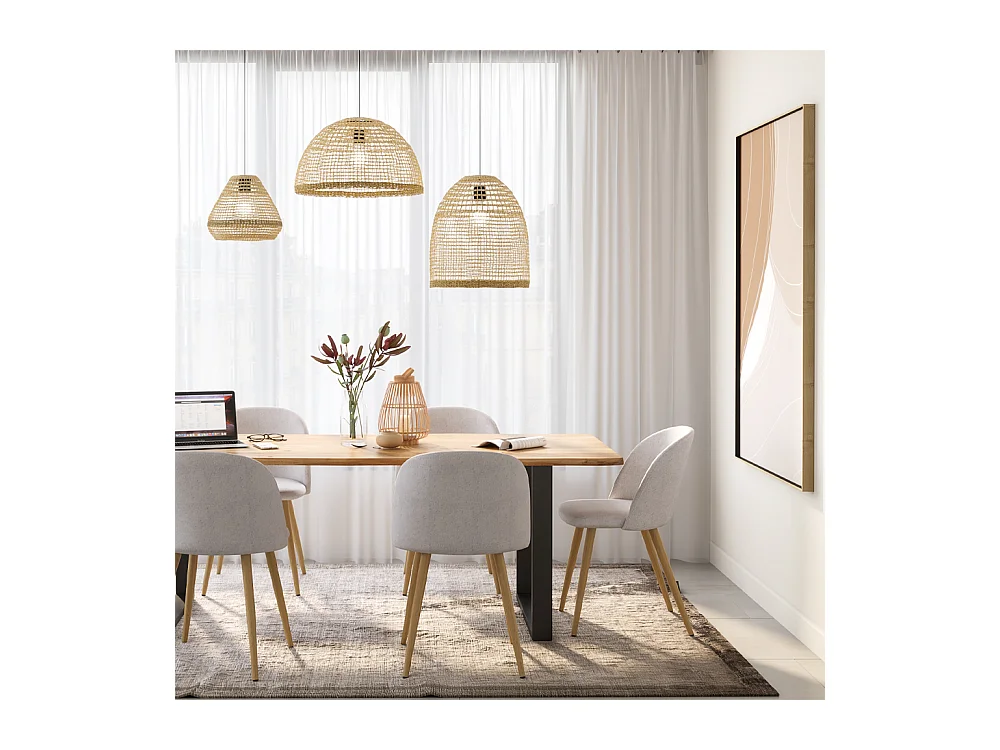 Silla Cozy de tela gris claro jaspeado (juego de 2) con patas de metal efecto madera