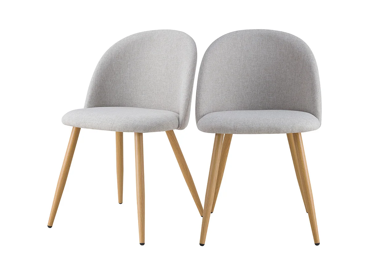 Lot de 2 chaises en tissu taupe chiné clair et pieds en métal - Cozy